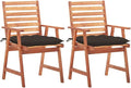 Patio Dining Chairs 2 pcs,Lawn Chair,Camping Chair,Garden Chair,Featuring Slatted Design,Waterproof Cushion,Each Cushion Features 2 Sets of Ropes, with Cushions Solid Acacia Wood