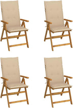 Patio Reclining Chairs 4 pcs with Cushions Solid Acacia Wood Balcony Chairs Camping Chair Accent Chair Outdoor Chairs for Bedroom Dining Outdoor Patio