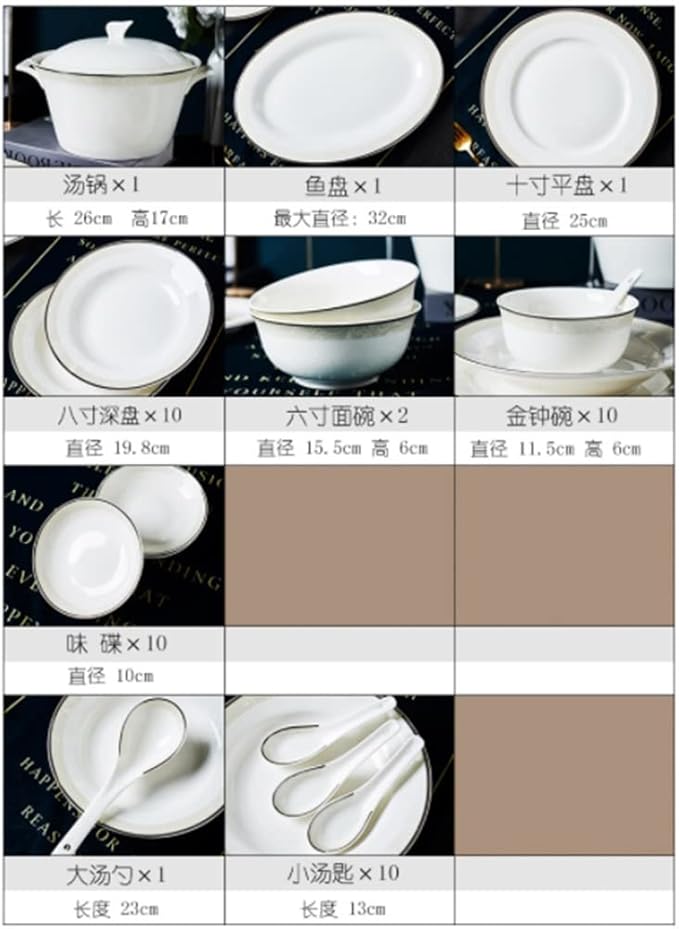 European Kitchenware Ceramic Tableware Set 56 Piece Tableware Dish Set