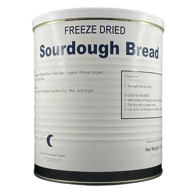 Freeze-Dried Sourdough or Fermented dough Bread 12 Oz Per Can Long Shelf Life, Lightweight Survival Food for Emergency, Camping and Hiking Easy Prep Meals 25+ Year Shelf Life Made in USA