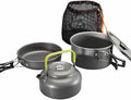 Aluminum Alloy Outdoor Camping Trip Cookware Camping Pot Hiking Picnic Tourist Tableware Set with Folding Spoon Mini Gas Stove (Color : B)