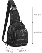 Viriber Tactical Backpack, Waterproof Military Cross-body Molle Sling Shoulder Backpack Chest Bag for Outdoor Every Day Carry Black Camo