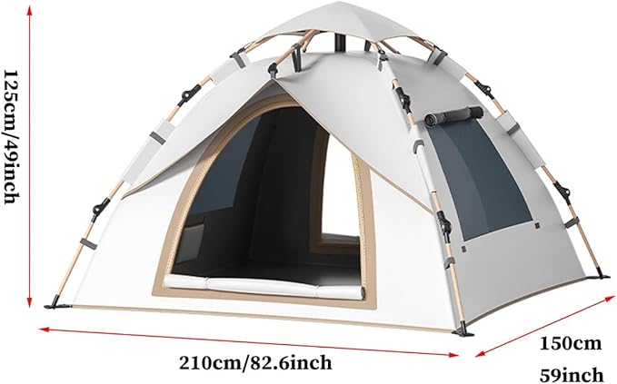 1/2/3 Person Camping Tent, Easy Setup Waterproof Family Dome Tent for Camping, Portable Beach Canopy Tent, Backpacking Tent for Outdoor Camping, Hiking (Color : /Beige, Size : 2 Person)