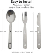 4-in-1 Camping Utensils Hiking Cutlery Set for 4, Portable Stainless Steel Flatware Spoon Fork, Knife & Bottle Opener Combo pack for Picnic Travel, Barbecue, Backpack Outdoor Gear with Carrying Bag