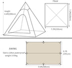 WINTENT Waterproof Cotton Canvas Teepee Tent with Stove Hole for 2-3 Persons