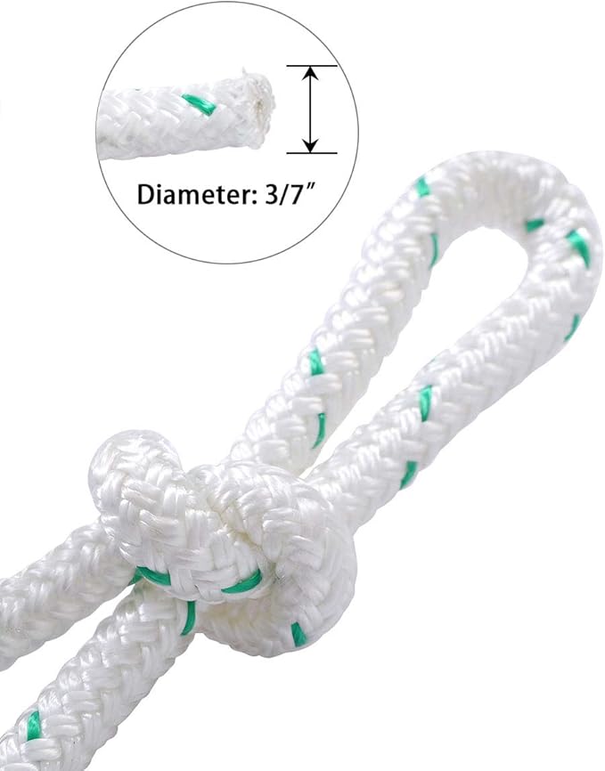 Giantex 3/7" Double Braid Polyester Rope, 150 ft Heavy Duty Utility Ropes for Tie, Pull, Swing, and Knot, High Strength Outdoor Rope w/ 5953 lbs Breaking Strength, White