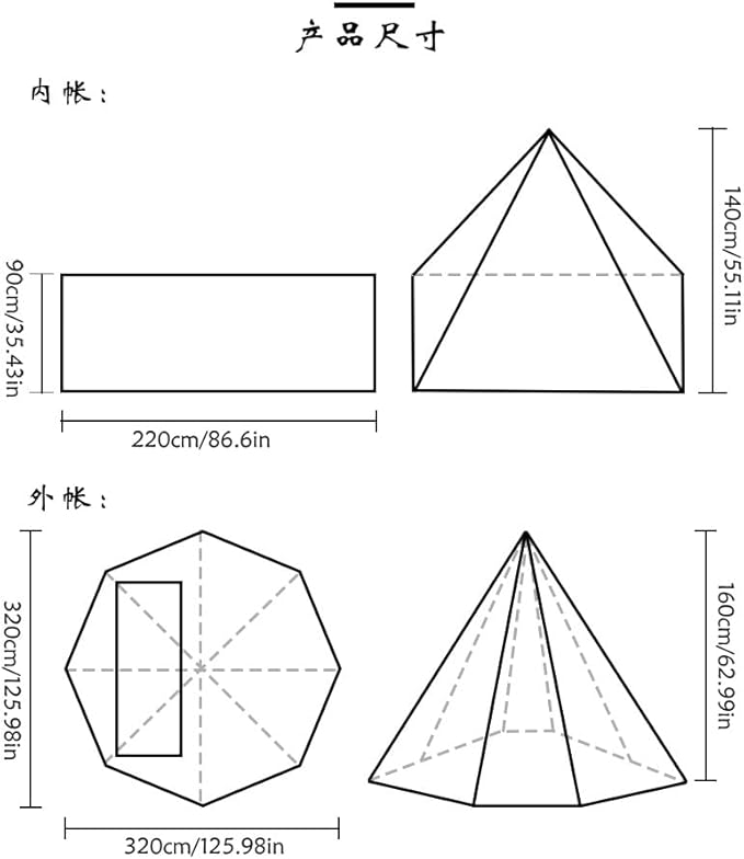 Camping Hot Tent with Wood Stove Jack Winter Teepee Tent 4 Season Backpacking Tent for Survival Hunting Military Fishing
