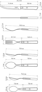 Tramontina Cutlery Set with Steak Knives, 24 Piece Sharp Knife, Forks, Teaspoons, Tablespoons with Wooden Handles, ‎Camping, Kitchen, Rustic, Dishwasher Safe, 21199905