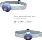 Ledlenser KIDLED4R Kids Purple LED Headlamp - Tri-Color Light with Flash Modes for Hiking Gear, Colorful Signal, Reading & Light Toys