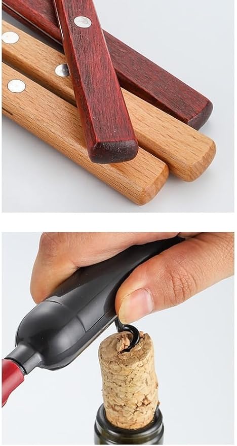 Silverware Flatware Cutlery Set, Outdoor Camping Two-Person Tableware Set 304 Stainless Steel Wooden Handle Knife, Fork, Spoon, Steak Clip, Bottle Opener (Red Silver 1Set)