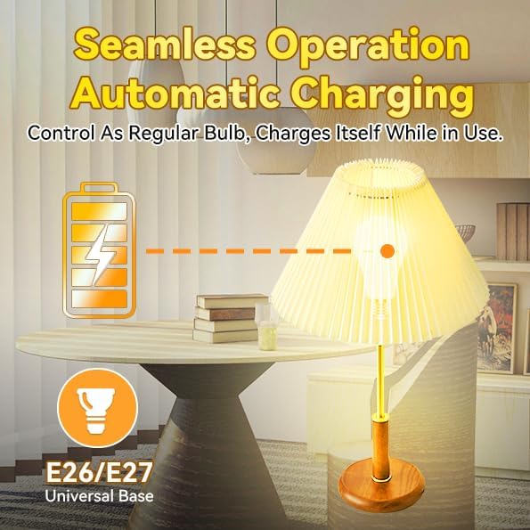Neporal LITE PRO Rechargeable Light Bulbs, 2600mAh Large Battery Backup Light Bulbs, Perfect As Emergency Lights for Home, Hurricane Prepareness Item, E26/E27