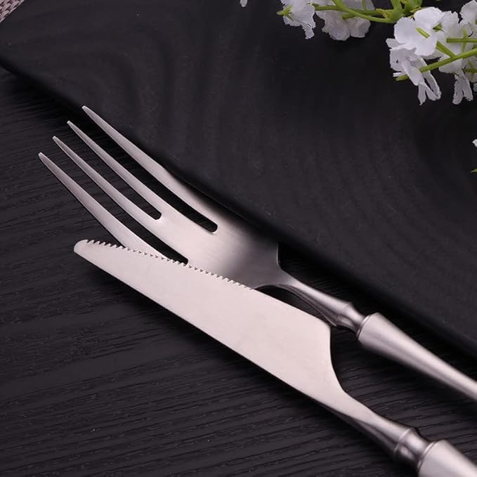 Cutlery Set Pieces Service Stainless Steel Titanium Flatware,5PCS Spoon Cutlery Set Stainless Steel Kitchen Dinnerware Knife Fork Spoon Flatware Set Western Spoon Tableware Set,