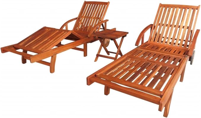Zero Gravity Chair Camping chairSun Loungers 2 pcs with Table Solid Acacia WoodSuitable for Gardens, courtyards, and patios