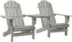 Patio Adirondack Chairs with Tea Table,Garden Chair,Leisure Chair,Bistro Chair,Leisure Chair,Camping Chair,Outdoor Chairs,Conversation Chair,for Patio,Balcony,Party,Solid Wood Fir Gray