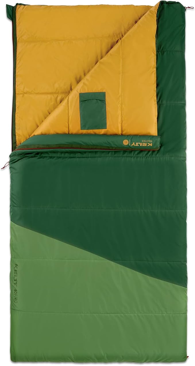 Kelty Solstice 20 Oversized Camping Sleeping Bag, Spacious Rectangular Shape, Zip Together for 2P, Anti-Snag Zips, Internal Pocket