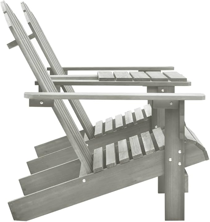 Patio Adirondack Chairs with Tea Table,Garden Chair,Leisure Chair,Bistro Chair,Leisure Chair,Camping Chair,Outdoor Chairs,Conversation Chair,for Patio,Balcony,Party,Solid Wood Fir Gray