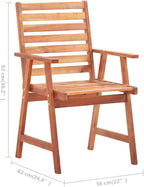 Patio Dining Chairs ,Bistro Chair,Camping Chair,Armchair,Outdoor Chairs,Beach Chair,Fishing Chairs,Barbecue Chairs,for Deck, poolside,Camping,Beach,Campsite,6 pcs with Cushions Solid Acacia Wood