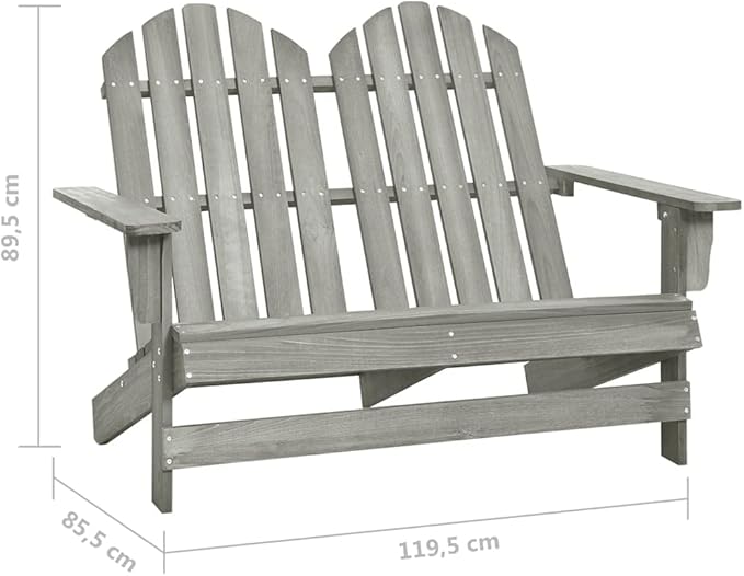 2-Seater Patio Adirondack Chair,Outdoor Chairs,Leisure Chair,Reception Chair,Garden Chair,Decorative Chair,Camping Chair,Conversation Chair,for Patio,Balcony,Party,Solid Wood Fir Gray