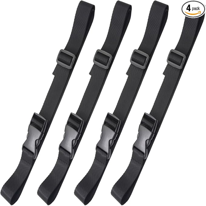 Nylon Strap with Buckle, Quick Release Short Adjustable Straps with Buckles, Securing Tie Down Straps for Backpacking, Compression Golf Bag, Camping Outdoor Activities 4Pcs 1" x 142" (12ft)