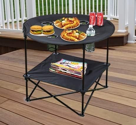 Camping Table Portable Folding Camping Side Table for Outdoor Picnic, Beach, Games, Camping, Sport & Patio Tables Folding with Carry Case for Travel & Storage, Black.