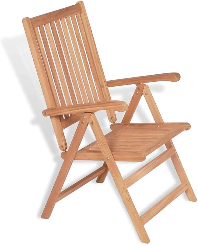 Reclining Patio Chairs 2 pcs,Bistro Table and Chairs Outdoor,Portable Camping Chair,Lawn Chair,Garden Chair,7 Reclining Positions,for Yard, Balcony, Porch, Solid Teak Wood
