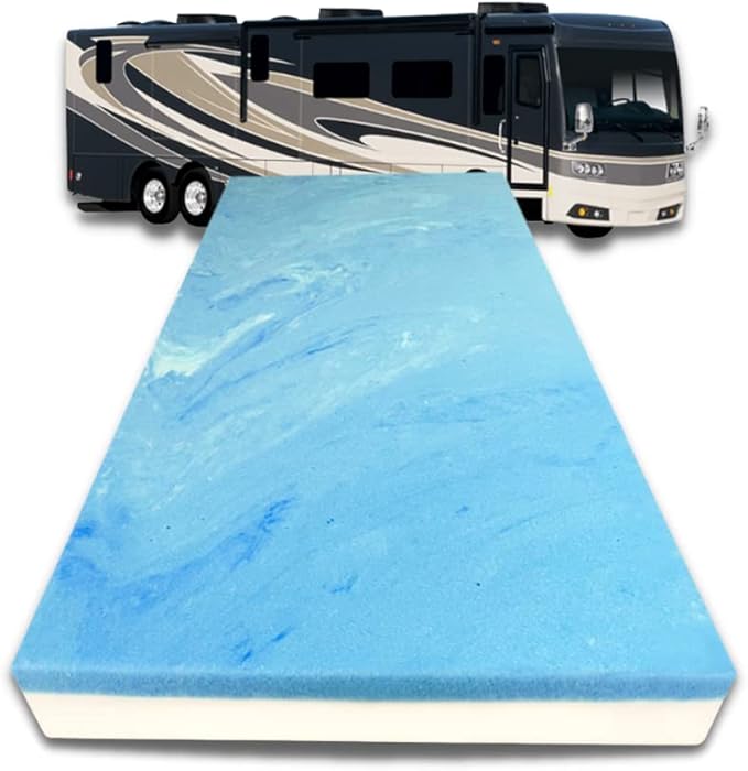 FoamRush 12" x 31" x 78" Camping Cot Gel Memory Foam RV Mattress Replacement, Medium Firm, Comfort, Pressure Relief Support, Made in USA, Travel Camper Trailer Truck, Cover Not Included