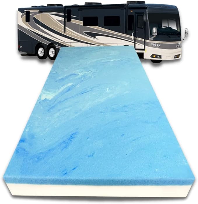FoamRush 8" x 39" x 80" Bunk, Camping Cot Gel Memory Foam RV Mattress Replacement, Medium Firm, Comfort, Pressure Relief, Made in USA, Travel Camper Trailer Truck, Cover Not Included