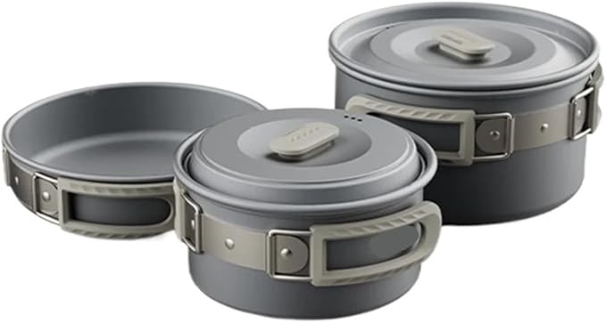 Portable Camping Cookware Kit with Frying Pan, Kettle and Foldable Tableware for Outdoor Kitchen and Picnic
