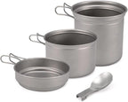 Camping Cookware Set 1000ml Pot Pan Spoon Set for Outdoor Hiking Backpacking Picnic Cooking Equipment Tableware