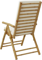 Folding Patio Reclining Chairs 2 pcs with Cushions Bamboo Lounge Chair Camping Chair Lawn Chairs Living Room Chairs for Bedroom Patio Outdoor Dining