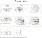 GaRcan Dinner Setspottery Tableware,8 Pieces Landscapeing Porcelain Dinnerware Set Ceramic Plate Combination Sets Dinner Plate Dessert