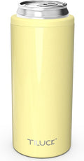 TILUCK Skinny Can Cooler for Slim Beer & Hard Seltzer, Stainless Steel, Doucle-Walled Stainless Steel Insulated Slim Cans, Standard 12 oz (Lemon)