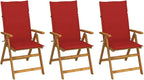 Folding Patio Chairs,Bistro Chair,Patio Funiture,Lawn Chairs,Armchair,Beach Chair,Camp Chair,Coffee Chair,for Outdoor,Fire Pit,Deck,Lawn,Outside,Garden, 3 pcs with Cushions Solid Acacia Wood