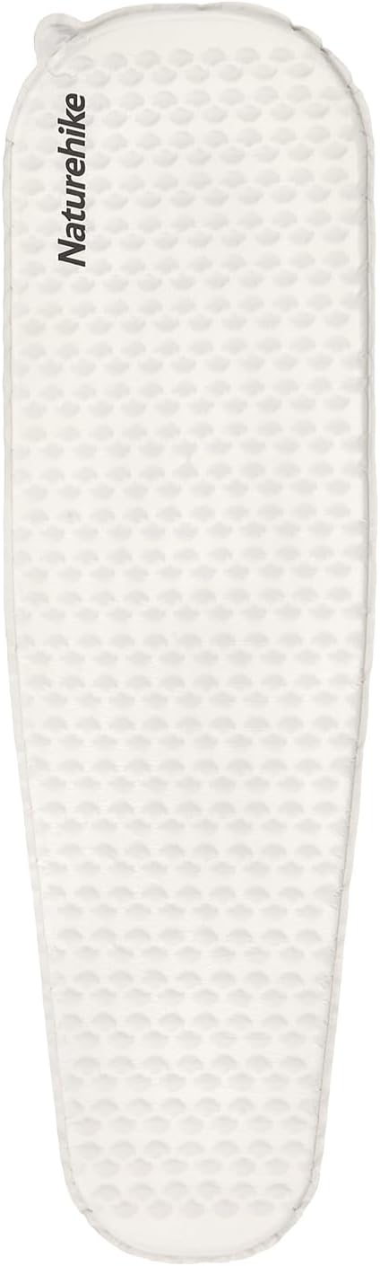 Naturehike Self-Inflating Sleeping Mat Lightweight Comfortable Asleep Pad 1.4" Sponge Filling Ergonomic for Hiking Picnicking Outdoor Activities & Family Camping Portable Foldable (White-Mummy)