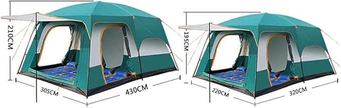 Family Tunnel Tent Large Dome Tent with Extra Large Sleeping Compartments and Vestibule Camping Hiking Tent for Family, Festival, Mountaineering