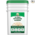 Valley Food Storage Fettuccine Alfredo | 10-Bag Bucket, 50 Servings | Premium Emergency Food Supply, 25 Year Shelf Life | Survival Meal Kits, Prepper Food, Camping & Long Term Food Storage | Packaged in USA