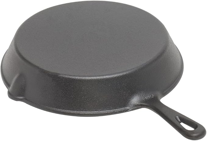 12" Cast Iron Skillet (Black), By Home Basics | Frying Pan For Pancakes, Meat, and Fish | Large Skillet For Stovetop and Campfire | Nonstick With Pour Spouts