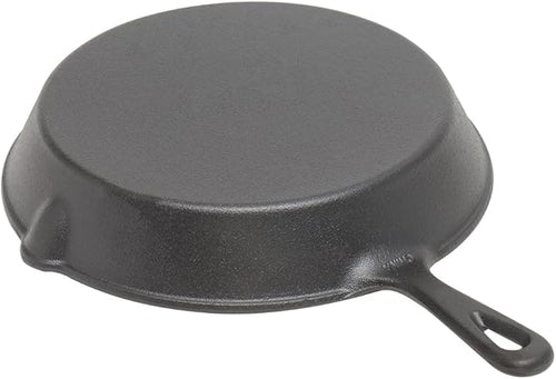 12" Cast Iron Skillet (Black), By Home Basics | Frying Pan For Pancakes, Meat, and Fish | Large Skillet For Stovetop and Campfire | Nonstick With Pour Spouts