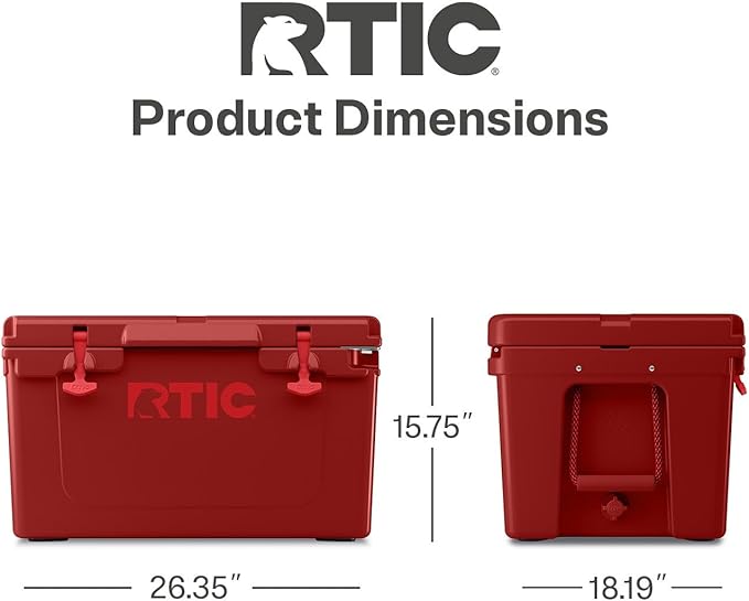 RTIC Ultra-Tough Cooler Hard Insulated Portable Ice Chest Box for Beach, Drink, Beverage, Camping, Picnic, Fishing, Boat, Barbecue