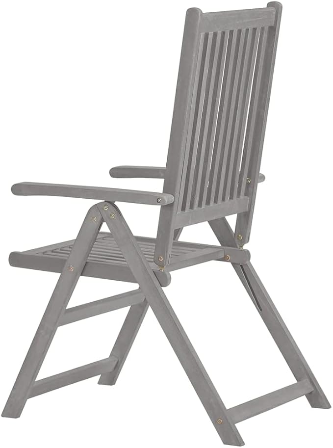 Patio Reclining Chairs with Cushions,Camp Chair,Barbecue Chairs,Fishing Chairs,Bistro Chair,Coffee Chair,Patio Funiture,for Dining Room,Living Room,Study Room,Garden,8 pcs Gray Acacia Wood