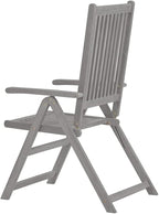 Patio Reclining Chairs with Cushions,Camp Chair,Barbecue Chairs,Fishing Chairs,Bistro Chair,Coffee Chair,Patio Funiture,for Dining Room,Living Room,Study Room,Garden,8 pcs Gray Acacia Wood