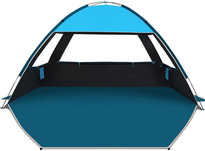 COMMOUDS Beach Tent Sun Shade for 3/4/6/8 Person, UPF 50+ Beach Sun Shelter Canopy Tent, Lightweight, Easy Set Up and Carry