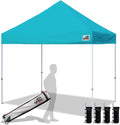 Eurmax USA 8'x8' Pop Up Canopy Tent Commercial Instant Canopies with Heavy Duty Roller Bag,Bonus 4 Sand Weights Bags (Turquoise)