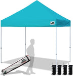Eurmax USA Standard 10x10ft Patio Pop Up Canopy Tent for Outdoor Events Commercial Instant Canopies with Heavy Duty Roller Bag,Bonus 4 Canopy Sand Bags (Turquoise)