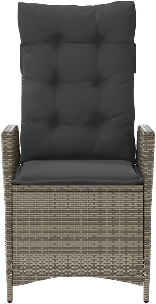 Reclining Patio Chair with Cushions Gray Poly Rattan Porch Chairs Camping Chairs Patio Chairs Living Room Chairs for Dining Patio Bedroom Outdoor