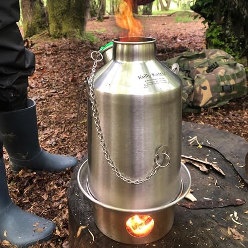 'Scout' Kelly Kettle® 40fl.oz. | Stainless Steel | Whistles When Boiled | Kettle & Camp Stove in one | Ultra-fast | Wood Fuelled | NO Batteries/Gas | Camping, Fishing, Scouts, Picnics, Emergencies
