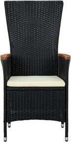 Armchair Set of 2 Black PE Rattan Standard Adjustable Armrests Outdoor Chair Backyard Furniture Camping Chair for Deck Outdoor