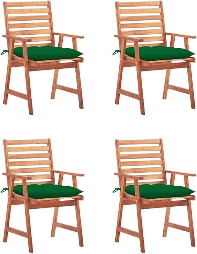 Patio Dining Chairs ,Bistro Chair,Camping Chair,Armchair,Outdoor Chairs,Beach Chair,Fishing Chairs,Barbecue Chairs,for Deck, poolside,Camping,Beach,Campsite,4 pcs with Cushions Solid Acacia Wood