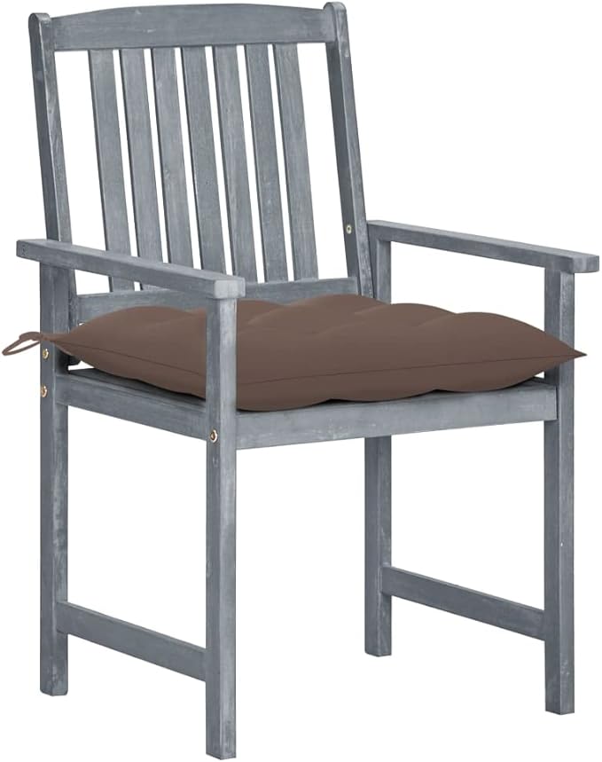Patio Chairs with Cushions 8 pcs,Outdoor Chairs,Club Chairs,Decorative Chair,Camping Chair,Camping Chair,Reception Chair,Bistro Chair,for Patio,Balcony,Party, Solid Acacia Wood Gray