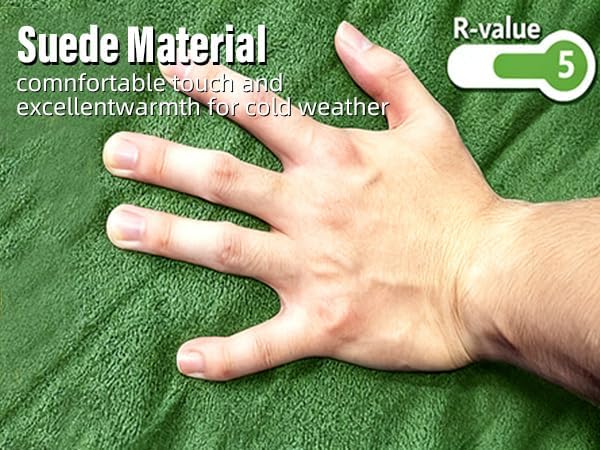 Double Camping Sleeping Pad with Pillow, 2" Memory Foam Camping Mattress 2 Person, 5R Insulated Self Inflating Camping Pad, Air Mattress Inflatable Sleeping Mat for Tent, Backpacking, Hiking (Green)